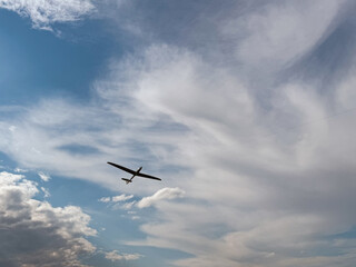 Steamplane in the blue sky