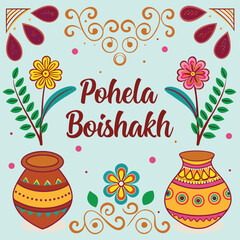 Hand-Drawn Pohela Boishakh Festive Vector

