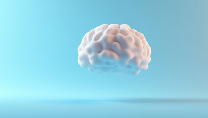 a cloud in the shape of a brain, floating on a blue background.