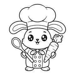 Bunny becomes a chef, for coloring