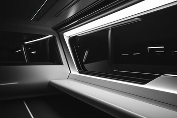 Futuristic Interior of a Modern Transport Vehicle with Sleek Lines and Bright Lighting