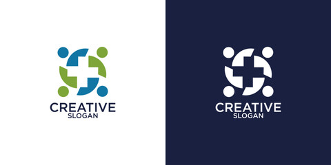 Teamwork medical people logo vector
