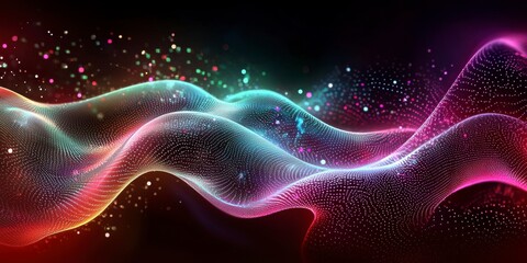 Fototapeta premium Colorful Abstract Digital Artwork of Flowing Waves and Particles