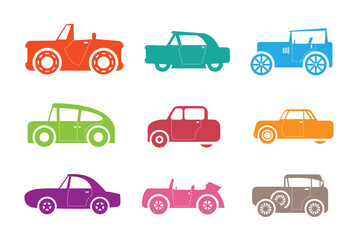 Set of colored vehicles design