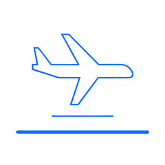 Fototapeta premium Airplane icon taking off in a minimalist style on a white background 
