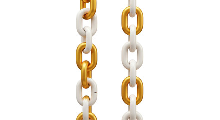 Isolated Gold and White Chain Links Interconnected