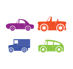 Set of colored vehicles design