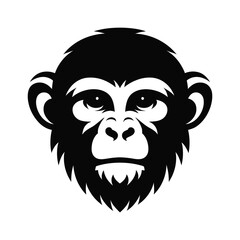 a black and white monkey head on a white background