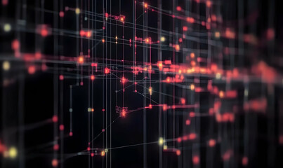 Abstract digital network background; glowing nodes and connections. Ideal for tech, AI, and data visualization projects.