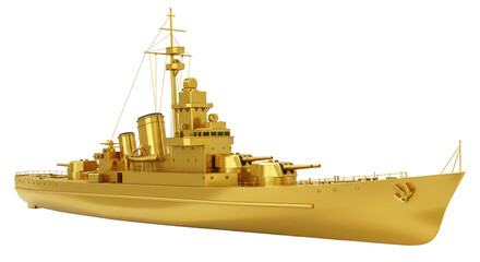 Isolated Golden Warship