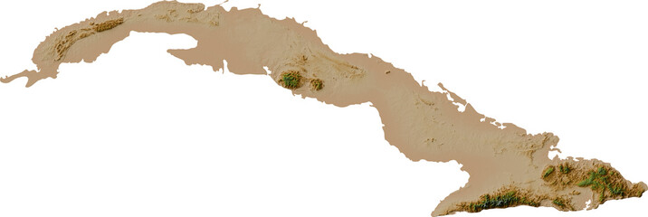 Colored terrain map of Cuba island (the sixteenth largest island in the world) © Terry