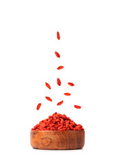 Goji Berry Isolated, Lycium Barbaru, Chinese Wolfberry, Barbary Matrimony Vine Berries, Red Medlar