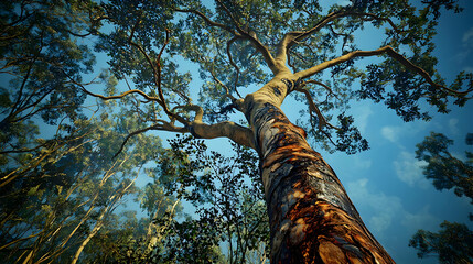 Majestic Tree Reaching Towards the Sky. Lush Forest Canopy