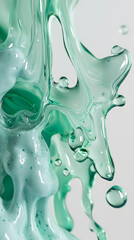 A mesmerizing swirl of green liquid with delicate bubbles, evoking tranquility and fluidity.