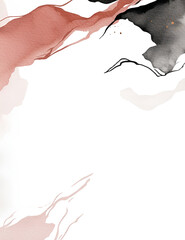 Watercolor Blush Pink and Burgundy Abstract Design on White Background, Soft Texture