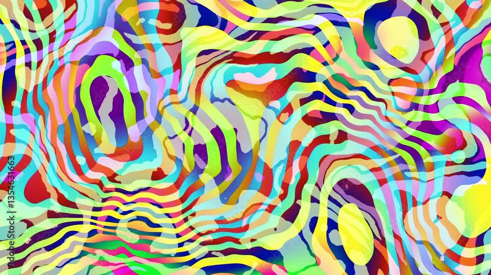 Poster colorful abstract psychedelic fluid background for summer music festival. loop vj background