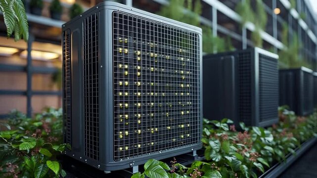 Modern Air Conditioning Units in a Green Urban Setting