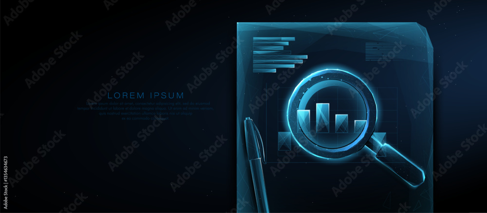 Poster futuristic data analysis and business report visualization