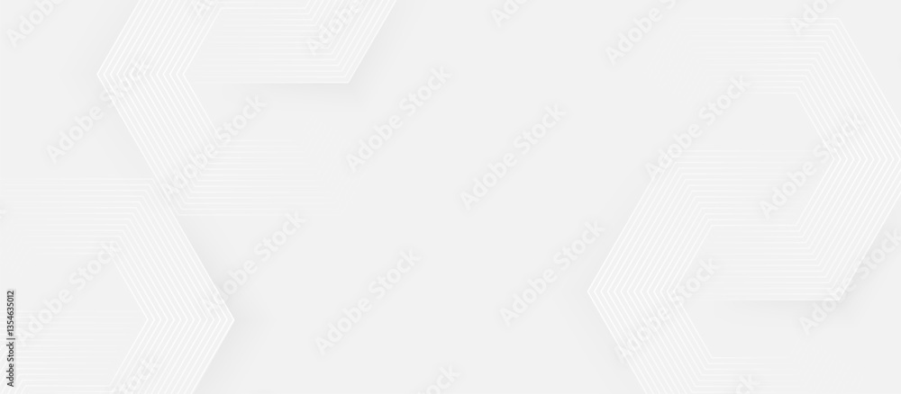 Aufkleber Minimal White Abstract Background with Subtle Hexagonal Line Pattern