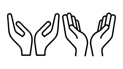 open hands icon, open hands line art - simple line art of open hands, perfect for open hands logos and icons