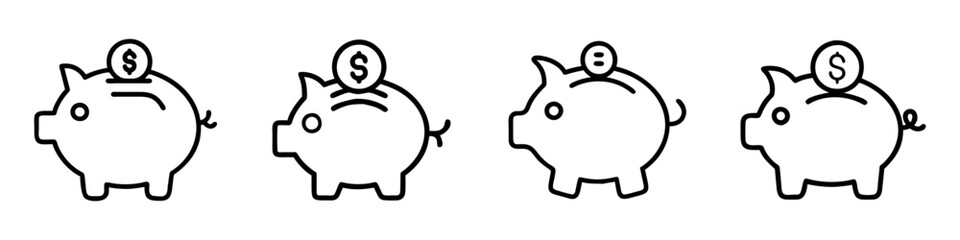 piggy bank icon, piggy bank line art - simple line art of piggy bank, perfect for piggy bank logos and icons