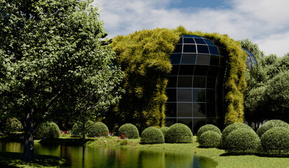 Futuristic Eco-Friendly Glass Building