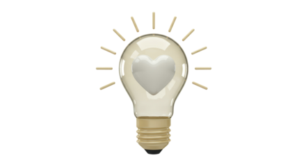 Isolated Light Bulb with Heart Inside