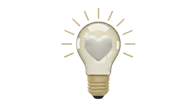 Isolated Light Bulb with Heart Inside