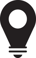 Creative Map Pin Location Icon. simple pin and bulb vector logo. Simple black location pin icon with lightbulb design.