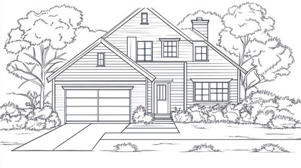 Obraz premium Simple House Exterior Outline