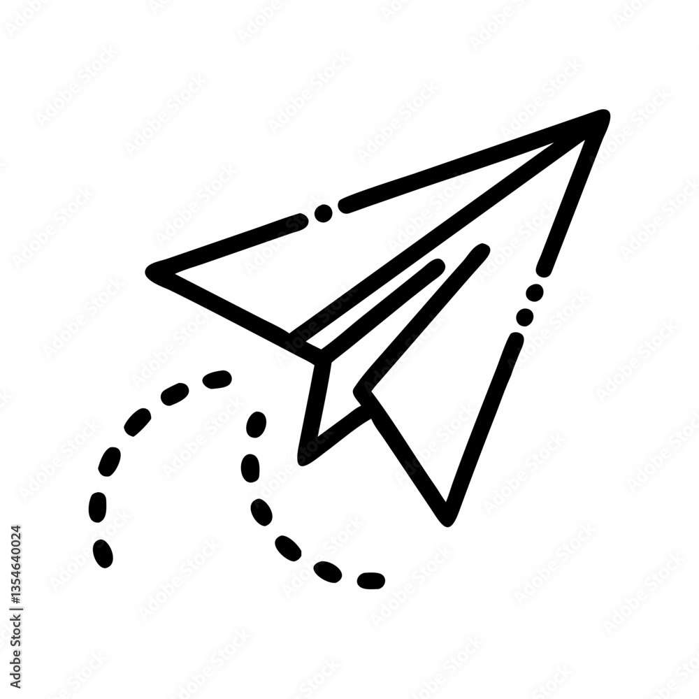 Poster paper airplane flying with motion lines in minimalist style