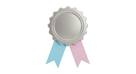 Isolated Silver Award Ribbon with Pastel Ribbons for Recognition