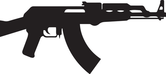Ak-47 black vector illustration silhouette