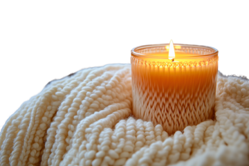 Sunset Peach Candle with White Blanket