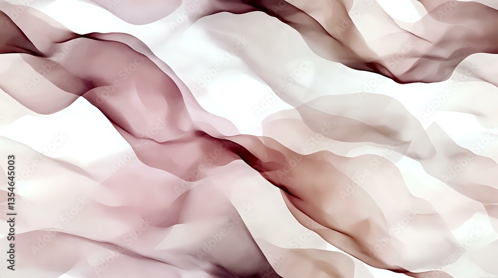 Poster soft flowing abstract waves in gentle pink and white tones create ethereal movement across smooth gr