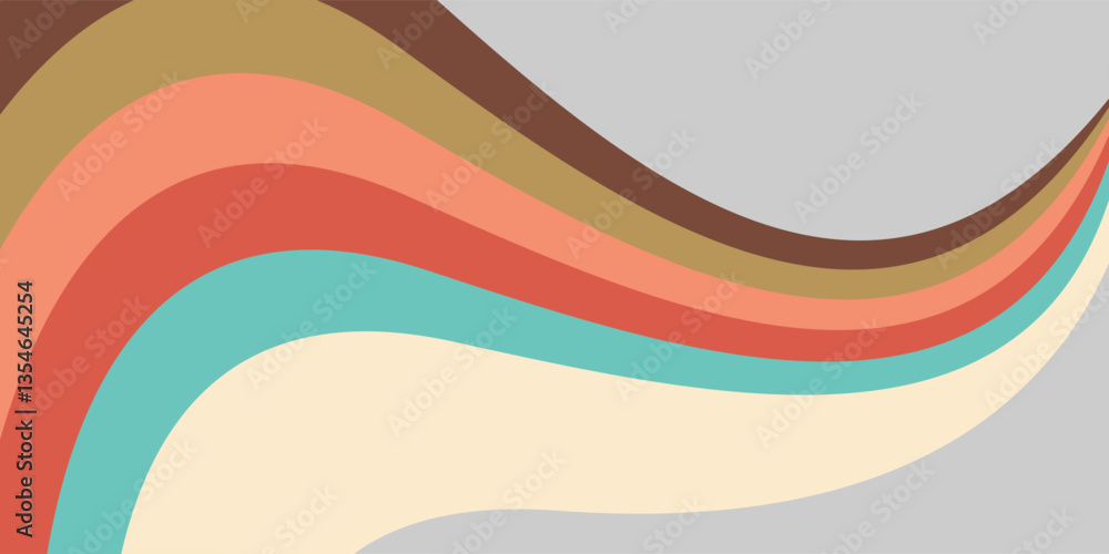 Poster retro groovy background. abstract colourful and textured wavy shapes design.