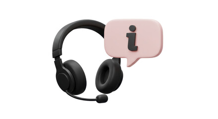Isolated Customer Support Service Headset with Information