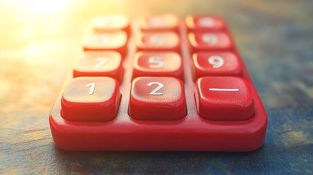 Red numeric keypad close-up.