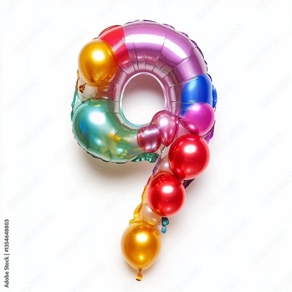 Poster balloon shape number '9' on white background