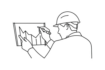 Engineer Analyzing Data Chart Graphs Construction Project Plan