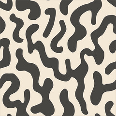 Minimal Abstract Squiggles Seamless Pattern – Cream and Black
