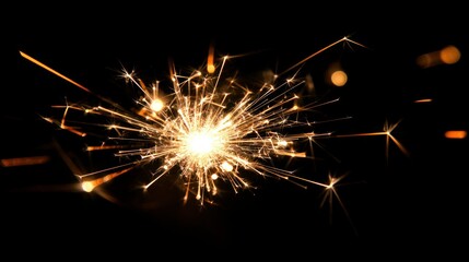 A burst of vibrant, scattered light points against a dark background, reminiscent of energetic sparks or fireflies in motion.