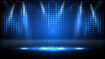 Blue Stage Lights Glowing Dots Show Background Concert Event Party Disco Nightclub Performance