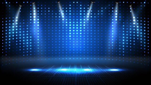 Blue Stage Lights Glowing Dots Show Background Concert Event Party Disco Nightclub Performance