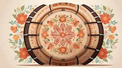 Naklejka premium Cultural Pôhela Boishakh Drum Highlighting Traditional Art