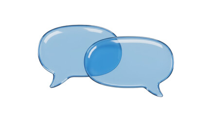 Isolated Pair of Transparent Blue Speech Bubbles Overlapping