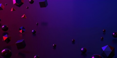 Fototapeta premium Abstract 3D Geometric Shapes Purple Neon Background Design