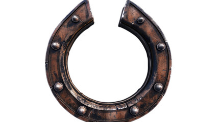 Obraz premium Rustic Horseshoe of Fortune: A worn, metal horseshoe, a symbol of luck and fortune, sits. Emphasizing its craftsmanship and historical charm.