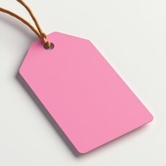 pink cardboard tag isolated on a white background
