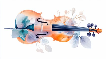 Artistic rendition of a violin intertwining with floral elements, showcasing harmony
